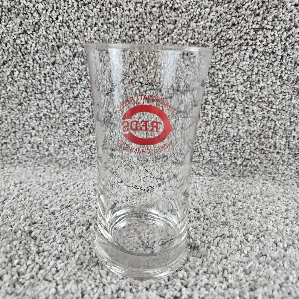 Cincinnati Reds World Champs '75 Drinking Glass Signatures MLB Team Logo Vintage